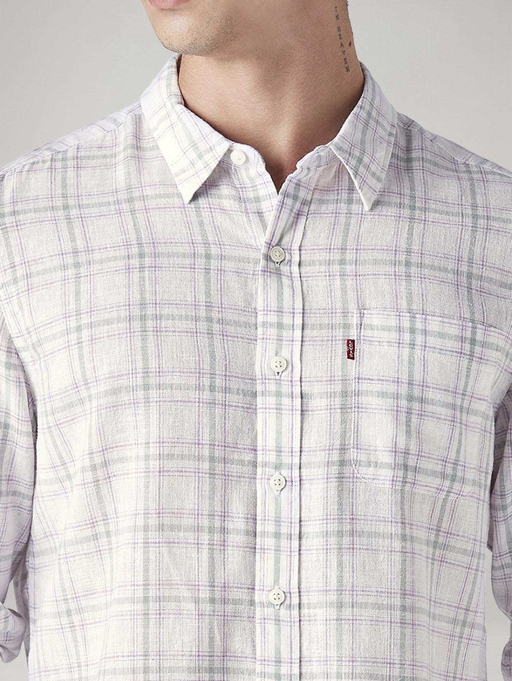 Men's Checkered Slim Fit Linen Shirt - Image 4