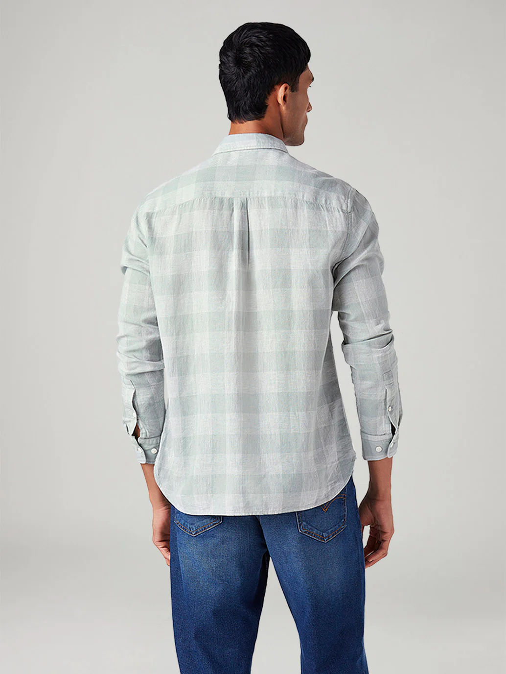 Men's Checkered Slim Fit Linen Shirt - Image 3