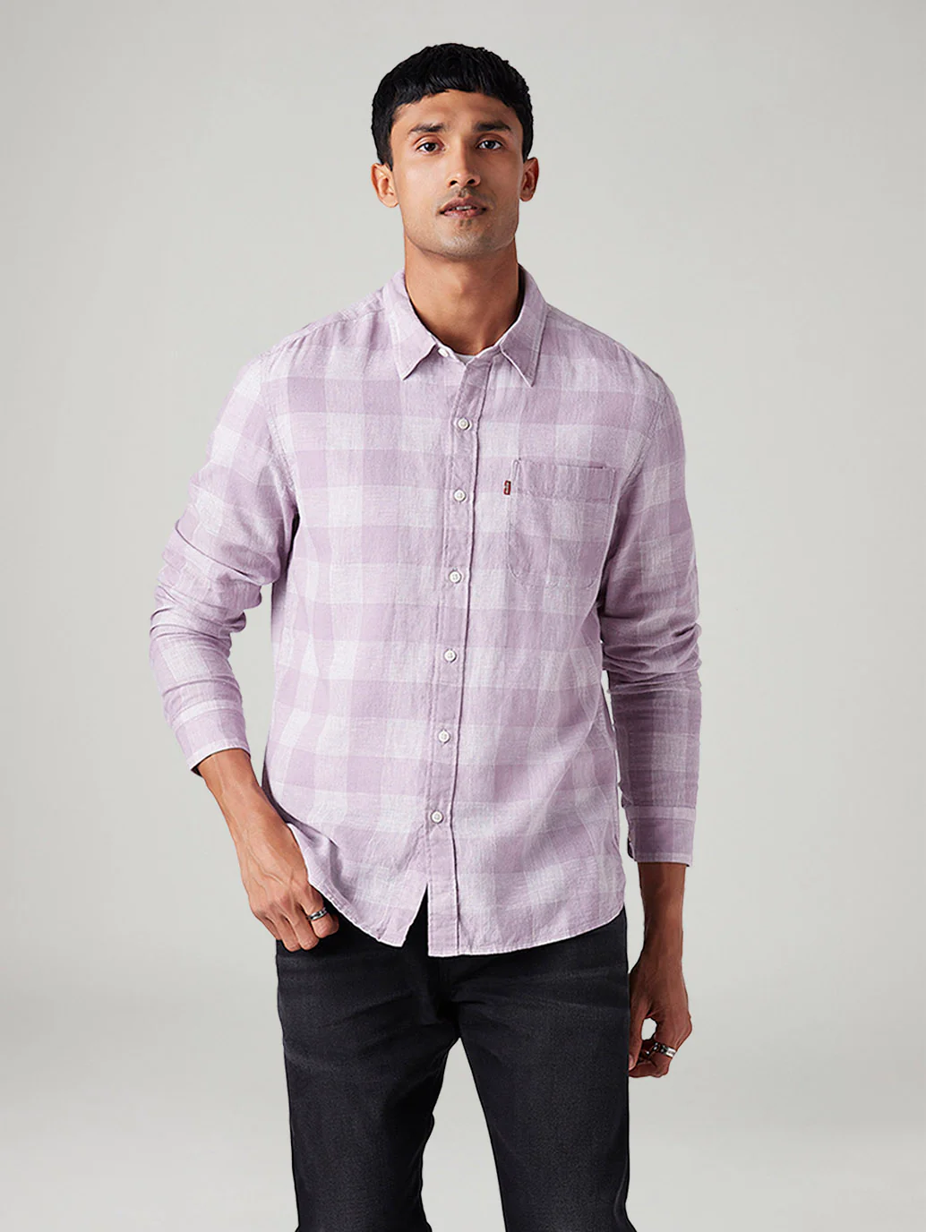 Men's Checkered Slim Fit Linen Shirt - Image 2