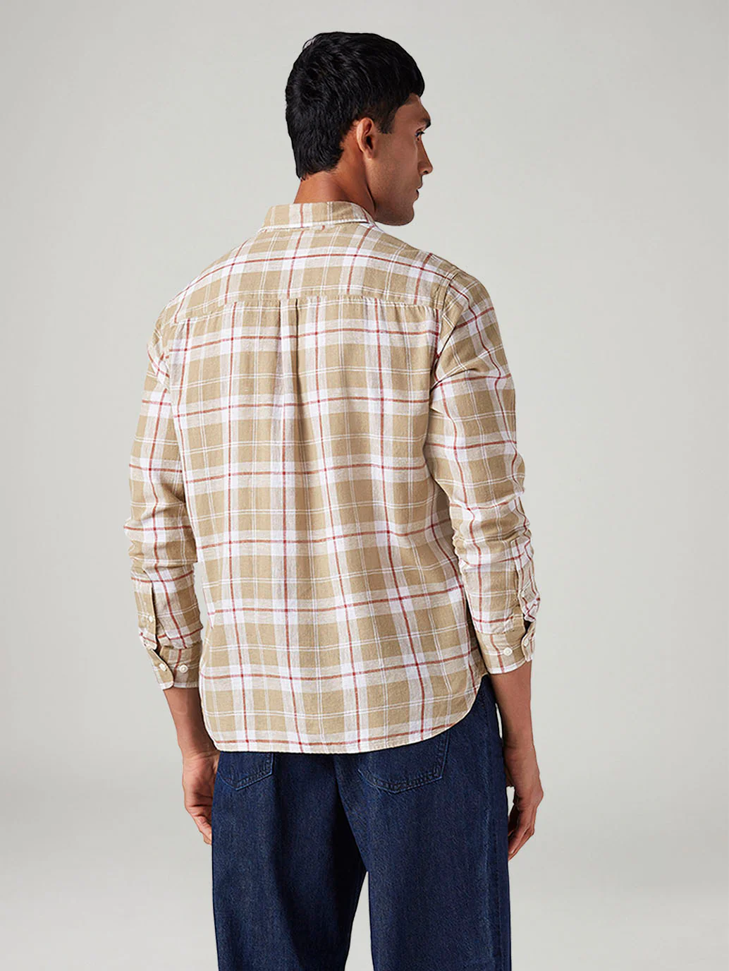 Men's Checkered Slim Fit Linen Shirt - Image 3