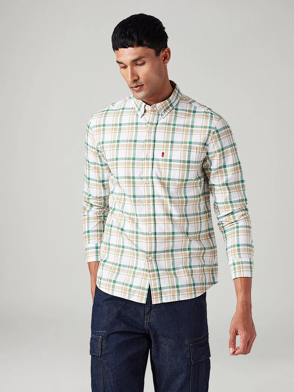 Men's Checkered Slim Fit Oxford Shirt - Image 2