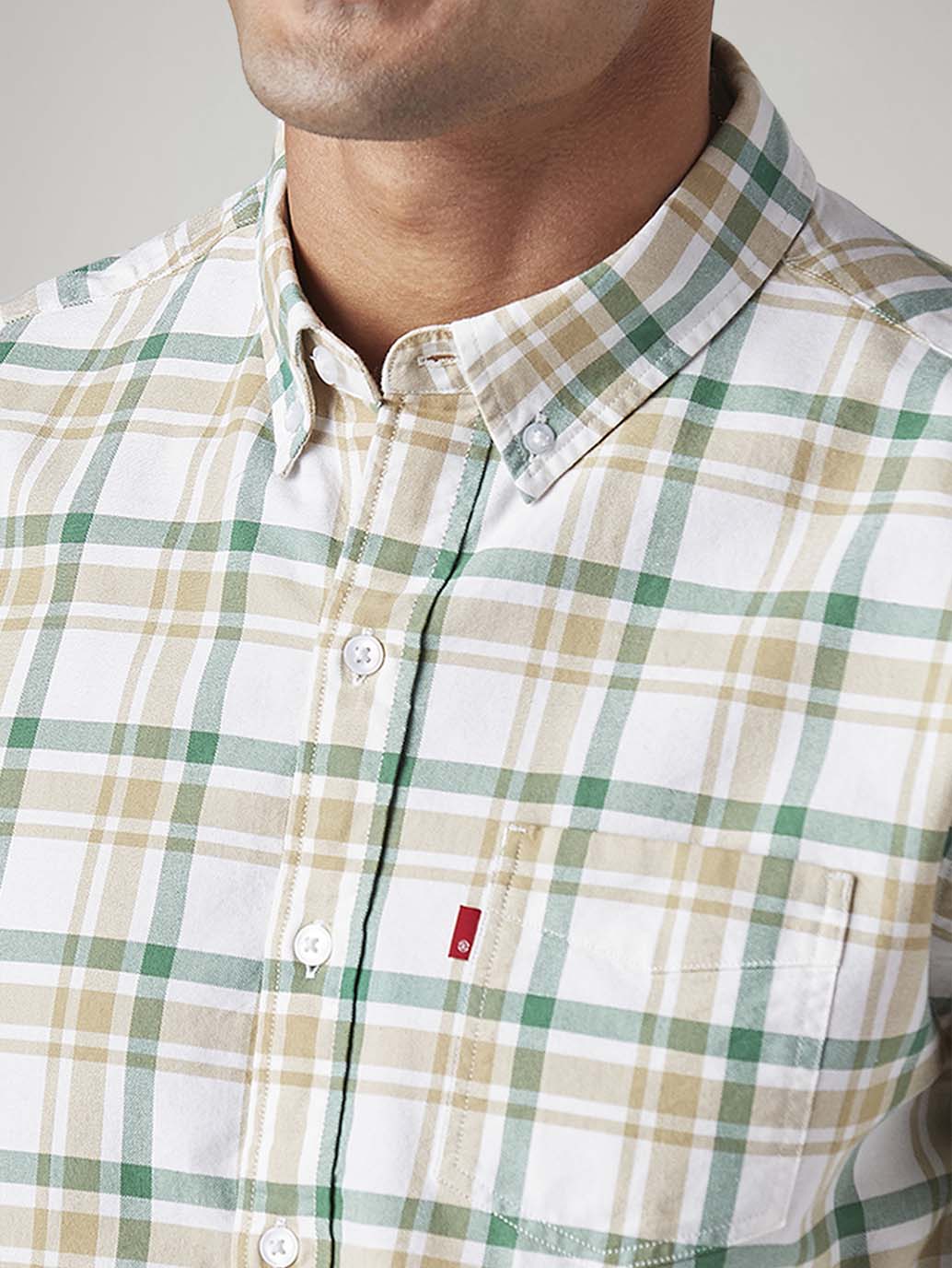 Men's Checkered Slim Fit Oxford Shirt - Image 4