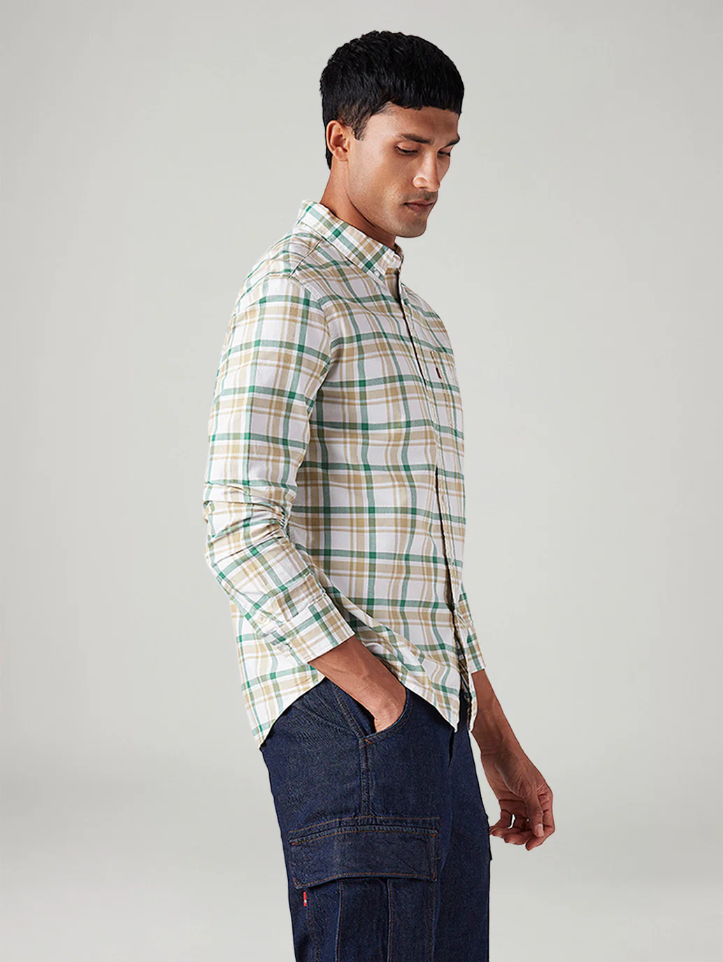 Men's Checkered Slim Fit Oxford Shirt - Image 5