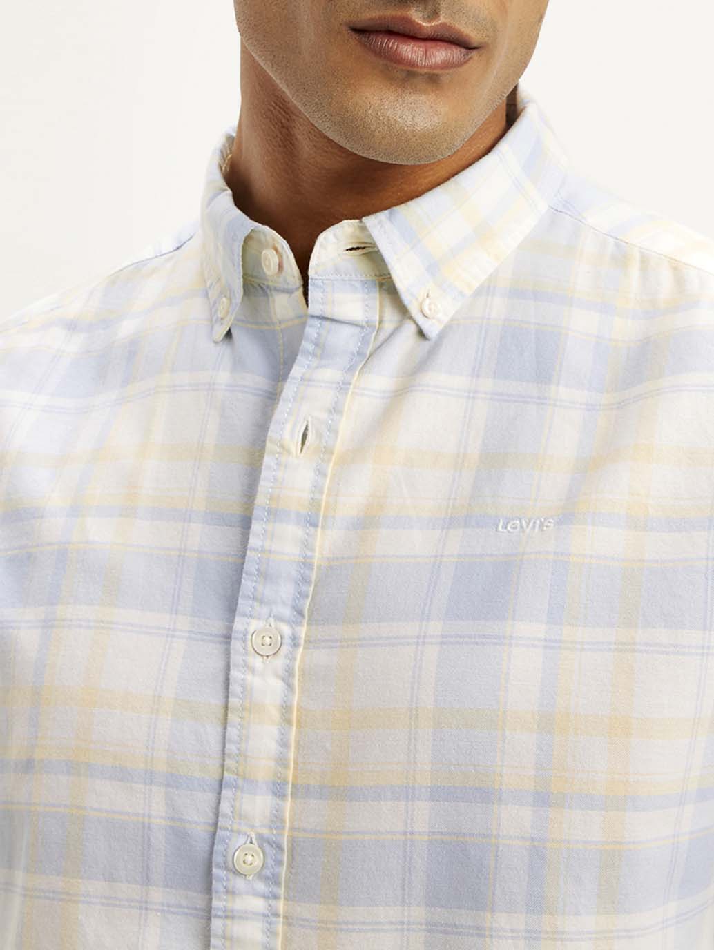 Men's Checkered Slim Fit Oxford Shirt - Image 4