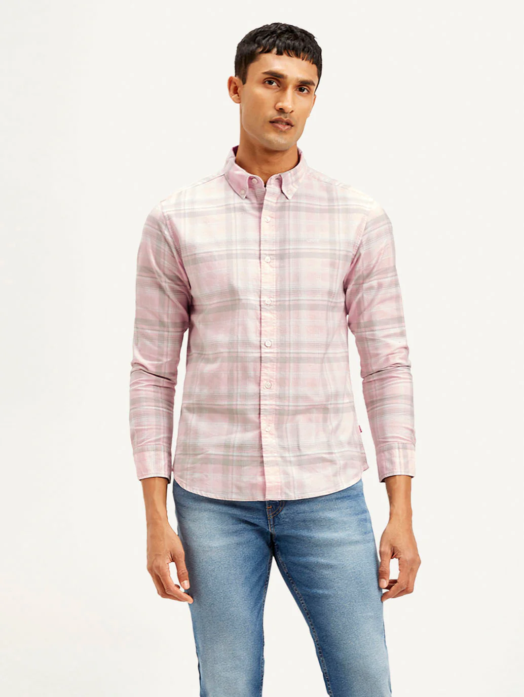 Men's Checkered Slim Fit Oxford Shirt - Image 2