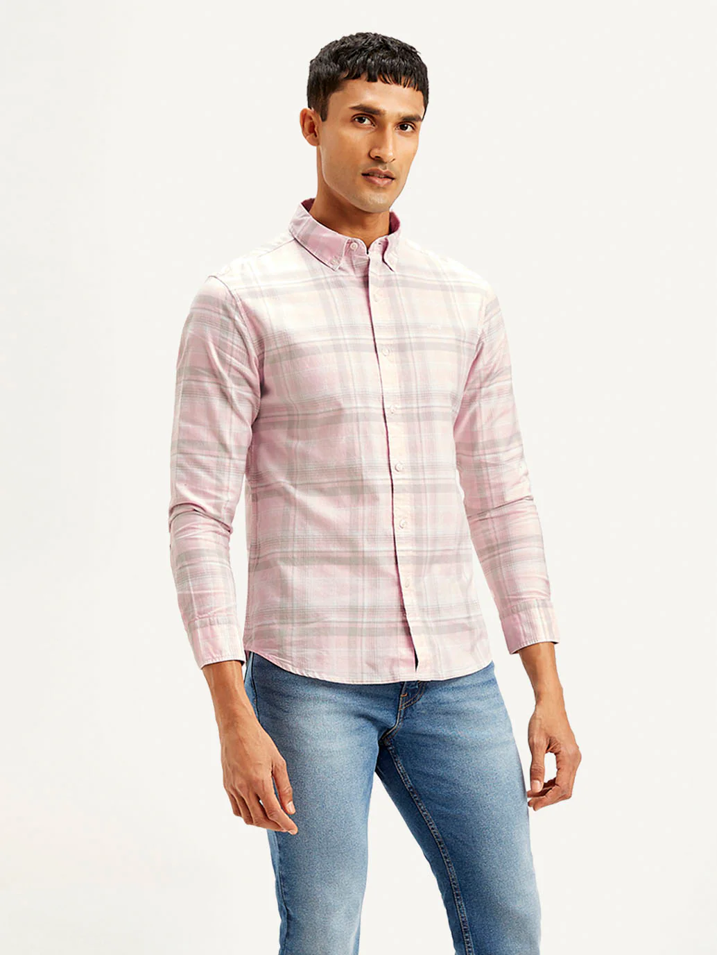 Men's Checkered Slim Fit Oxford Shirt - Image 5