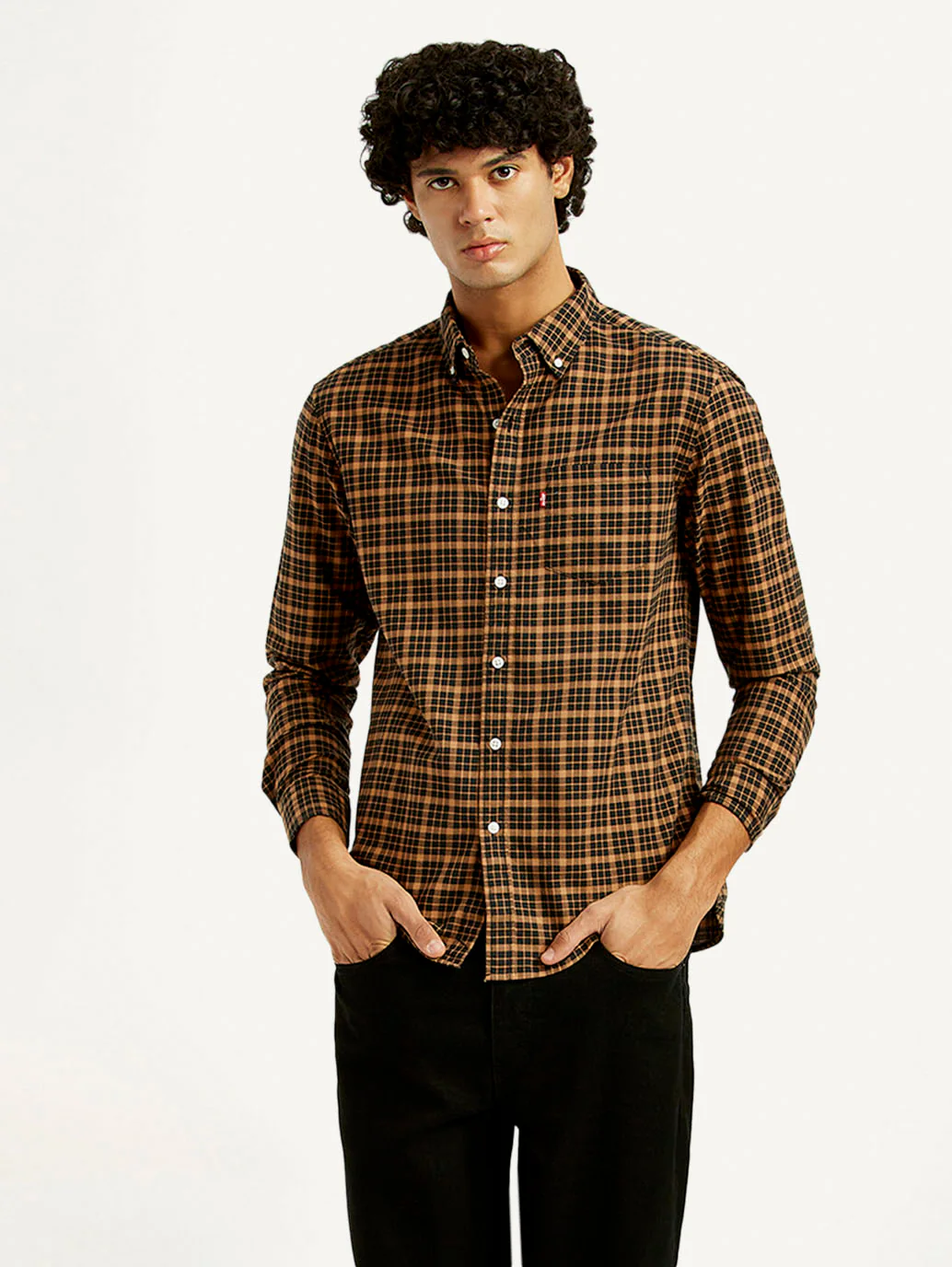 Men's Checkered Slim Fit Oxford Shirt