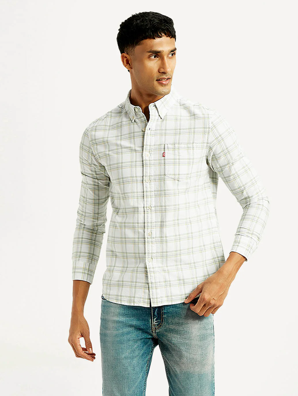 Men's Checkered Slim Fit Oxford Shirt - Image 2