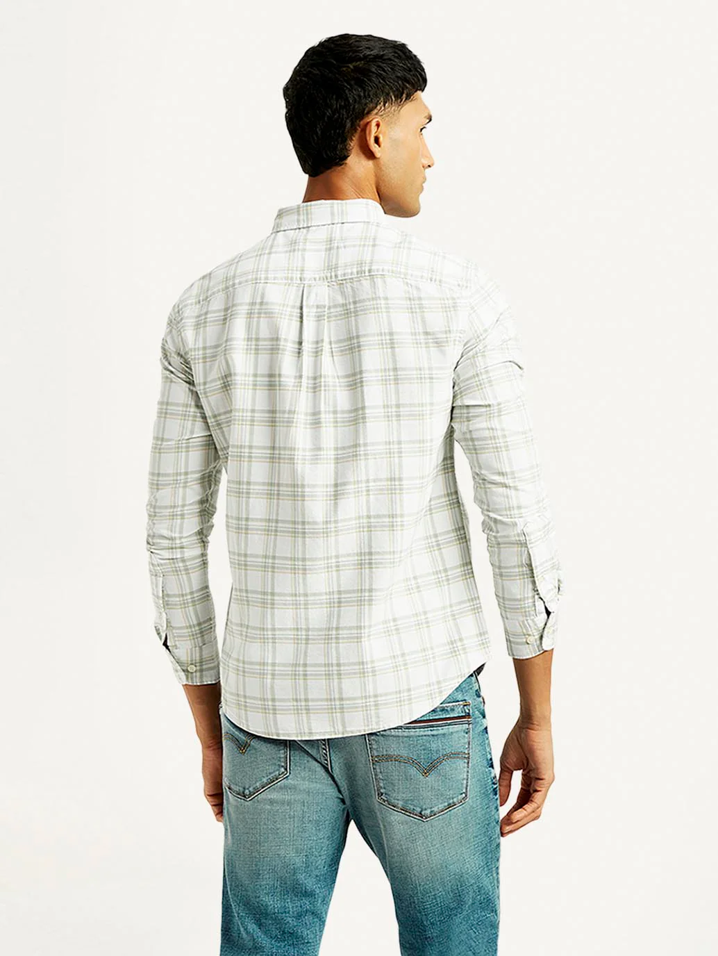 Men's Checkered Slim Fit Oxford Shirt - Image 4