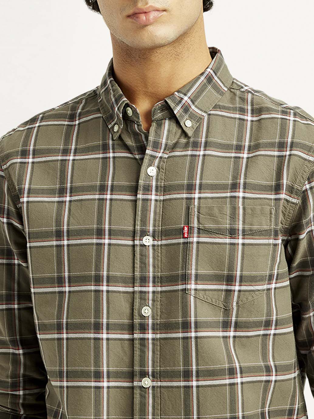 Men's Checkered Slim Fit Oxford Shirt - Image 3