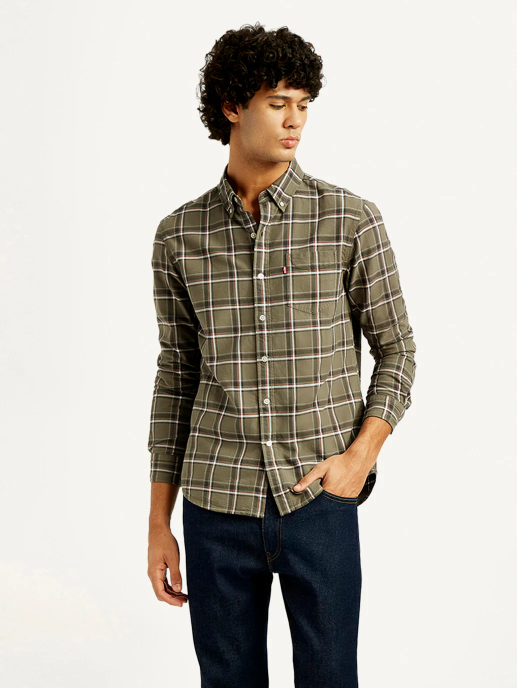 Men's Checkered Slim Fit Oxford Shirt - Image 6