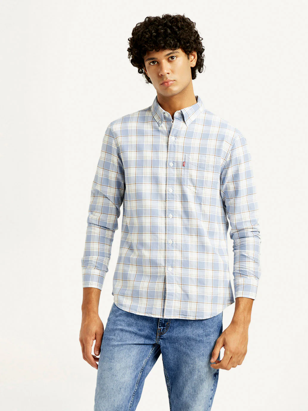 Men's Checkered Slim Fit Oxford Shirt - Image 3