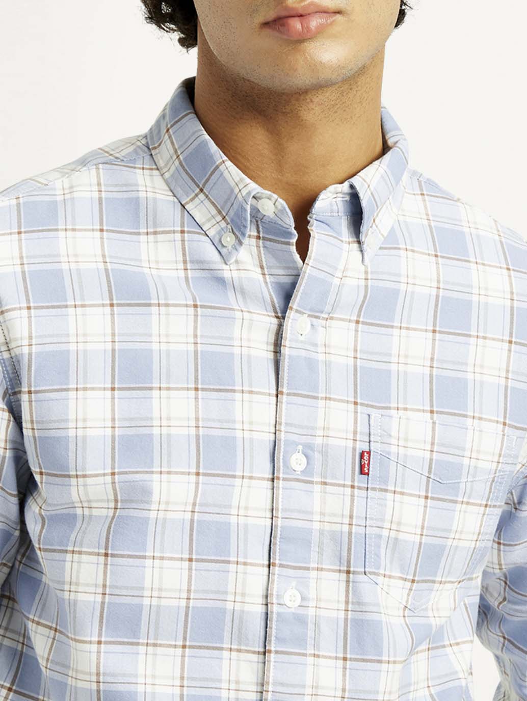 Men's Checkered Slim Fit Oxford Shirt - Image 5