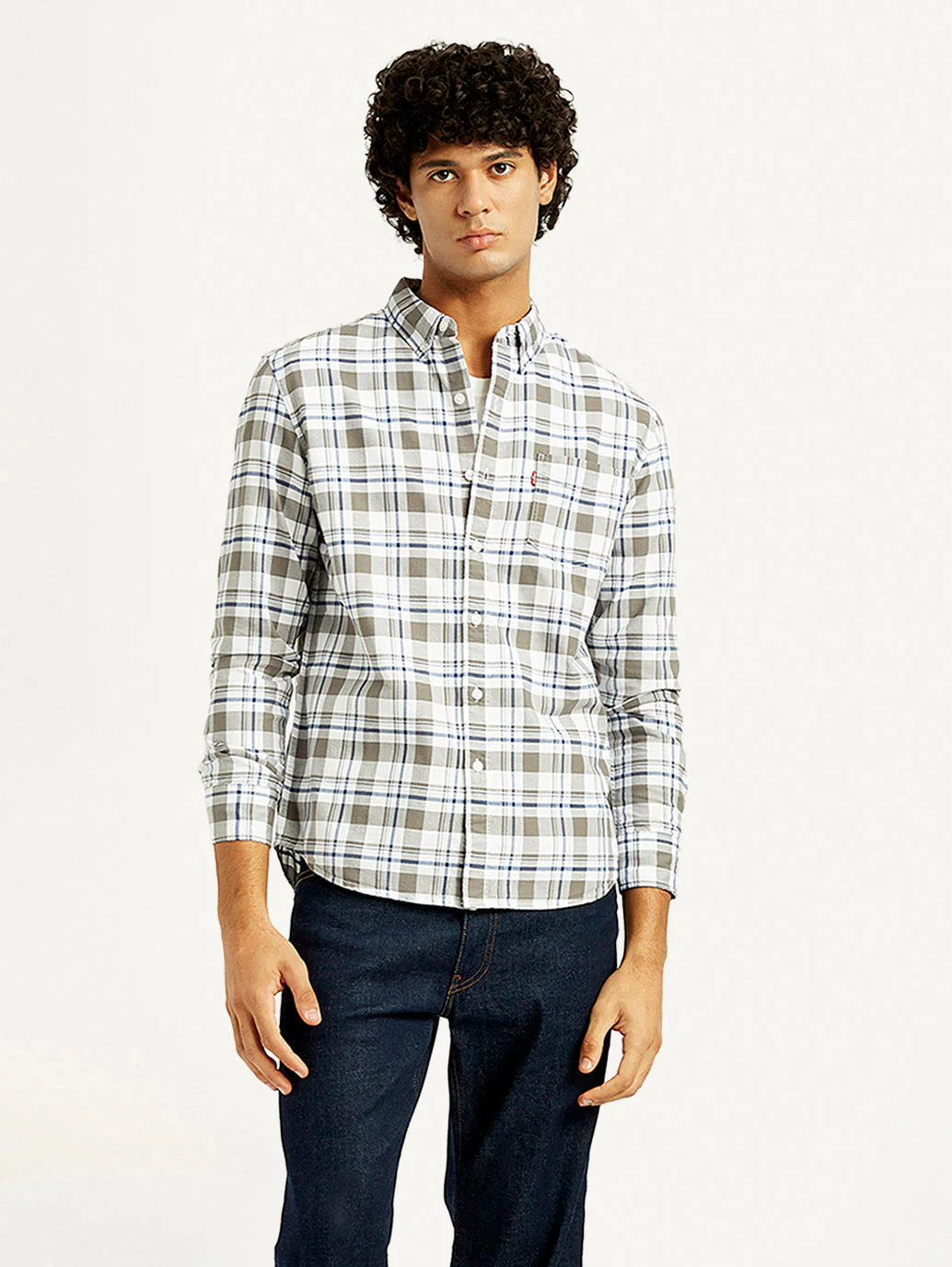 Men's Checkered Slim Fit Oxford Shirt - Image 2