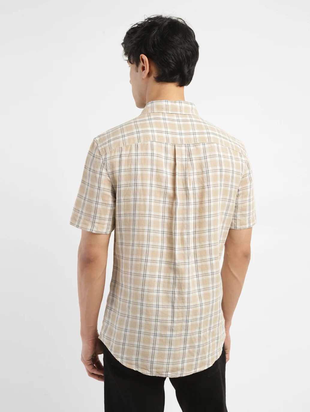 Men's Checkered Slim Fit Linen Shirt - Image 3