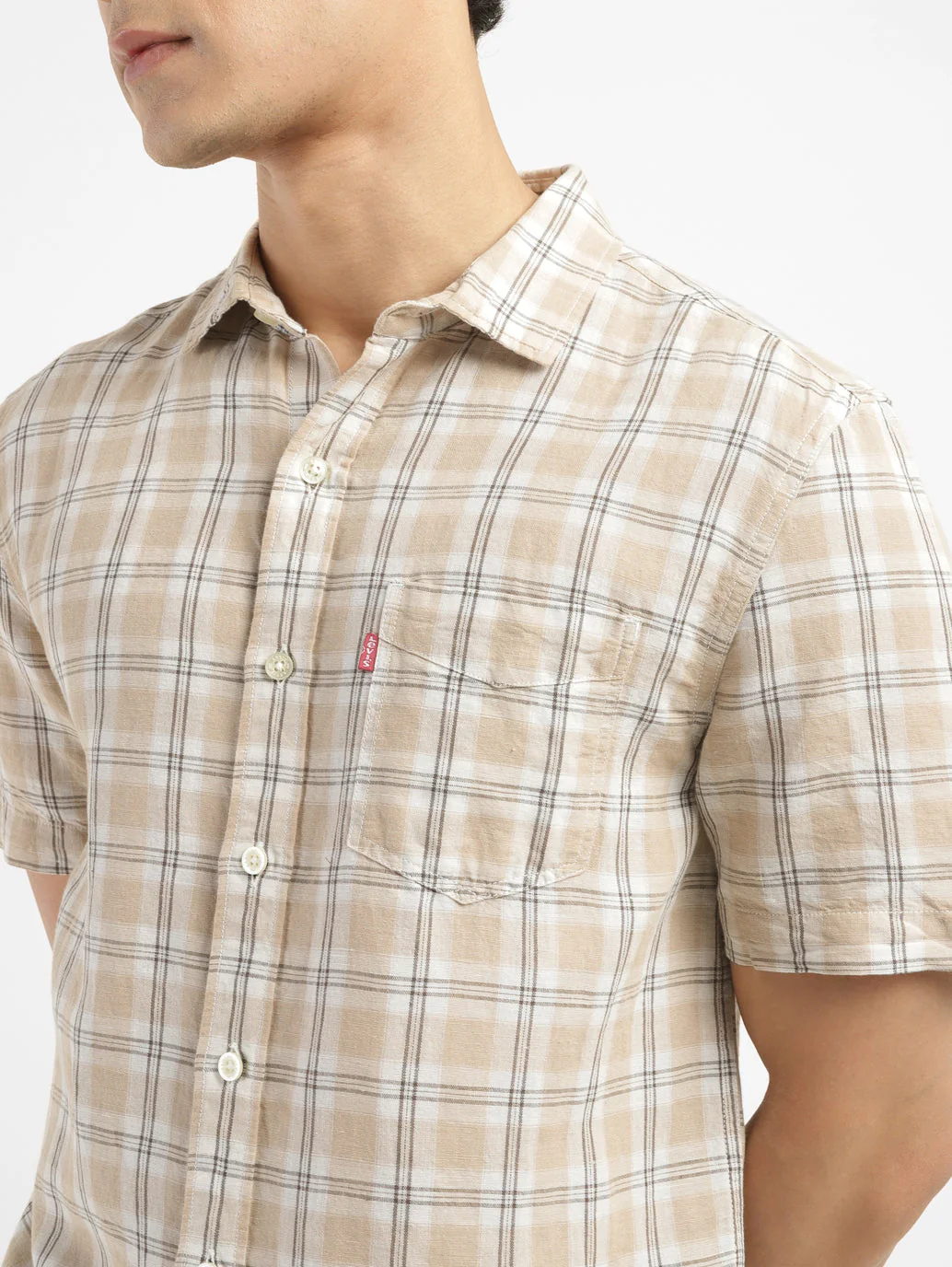 Men's Checkered Slim Fit Linen Shirt - Image 5