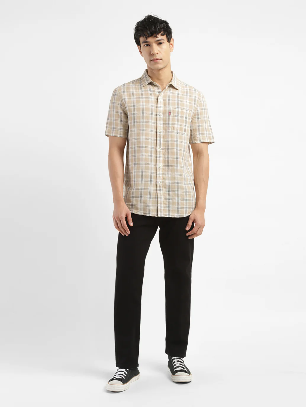 Men's Checkered Slim Fit Linen Shirt - Image 9