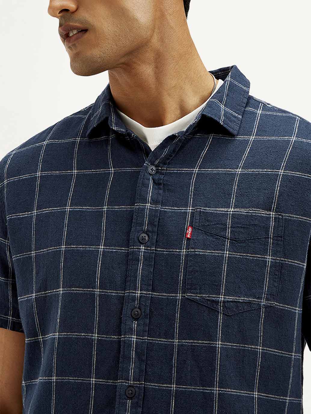 Men's Checkered Slim Fit Linen Shirt - Image 4
