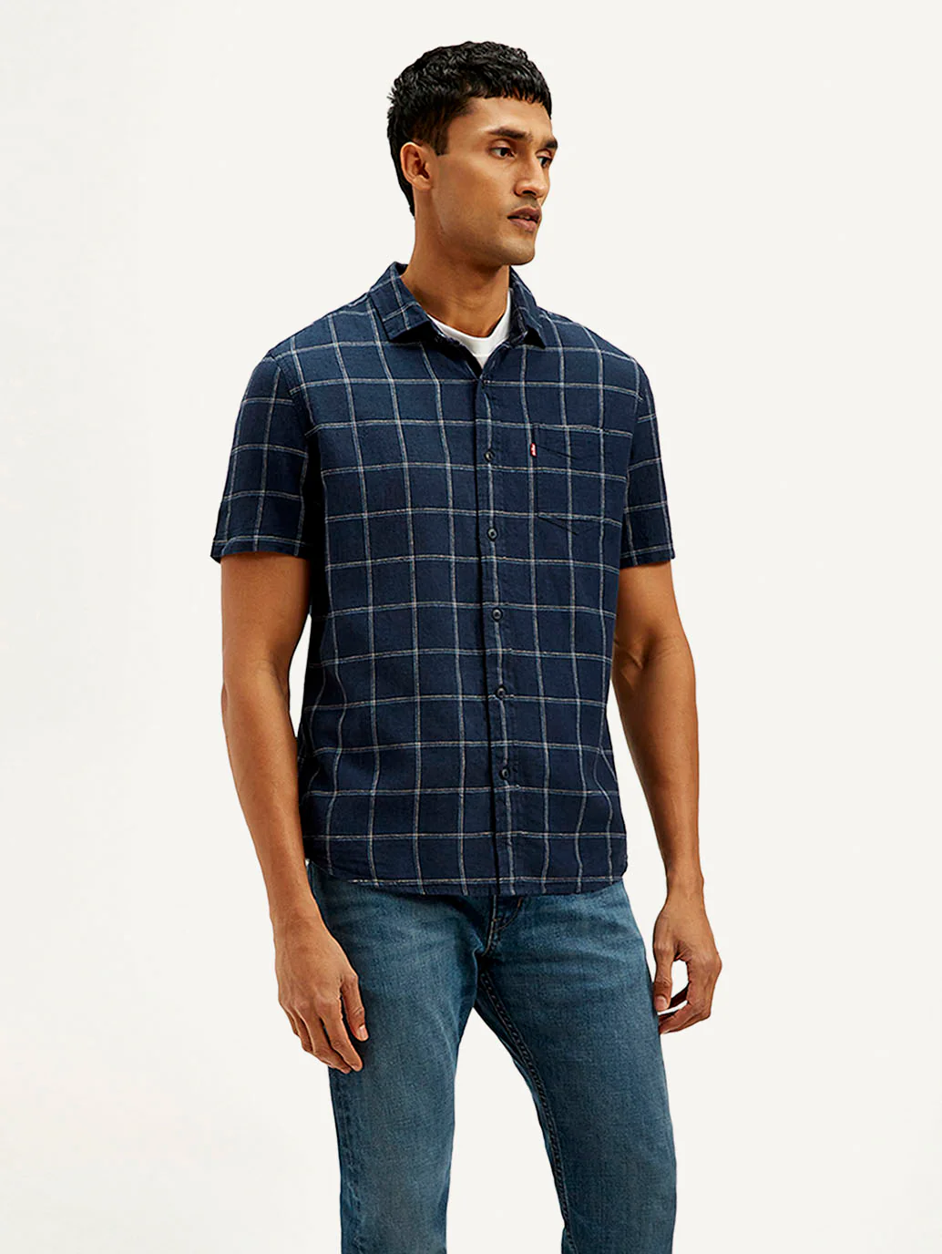 Men's Checkered Slim Fit Linen Shirt - Image 5