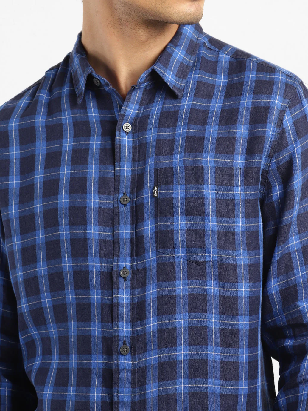 Men's Checkered Slim Fit Linen Shirt - Image 5