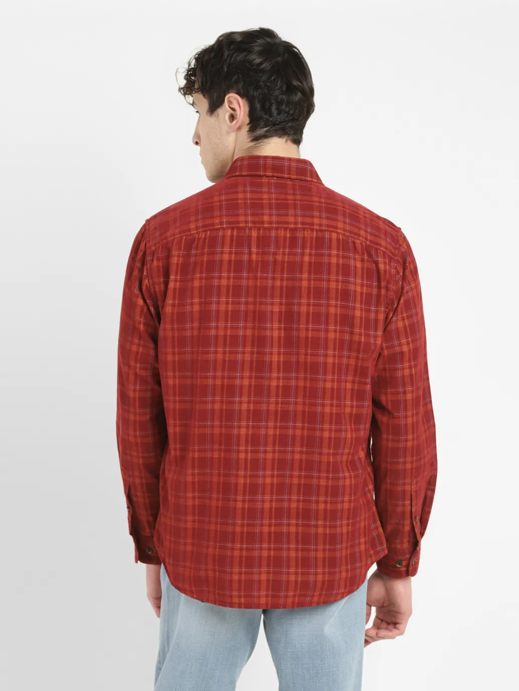 Men's Checkered Slim Fit Corduroy Shirt - Image 3
