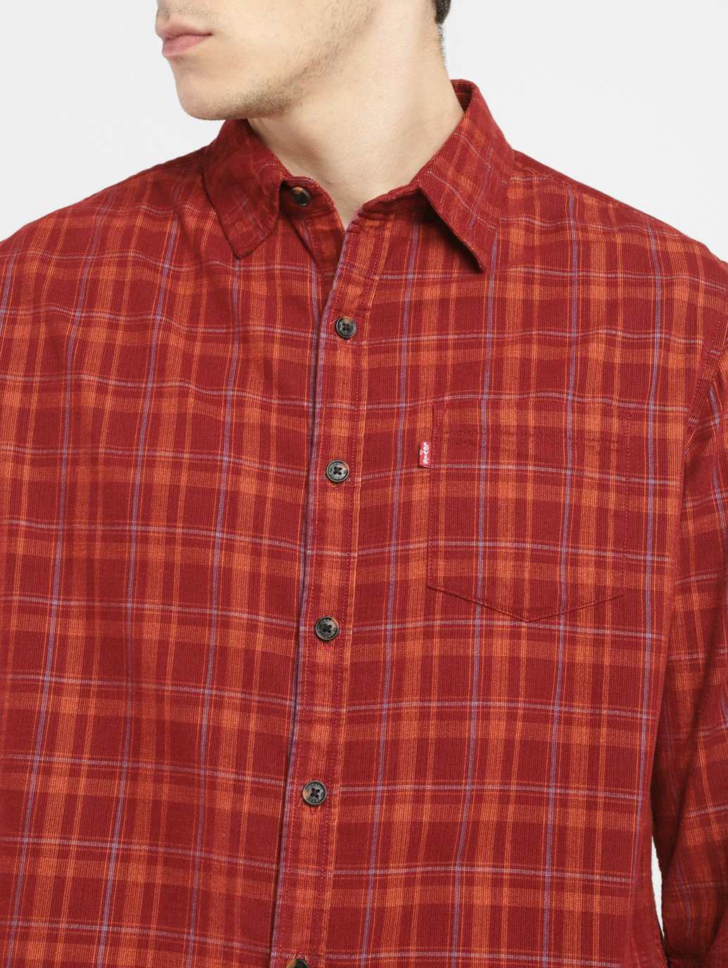 Men's Checkered Slim Fit Corduroy Shirt - Image 4