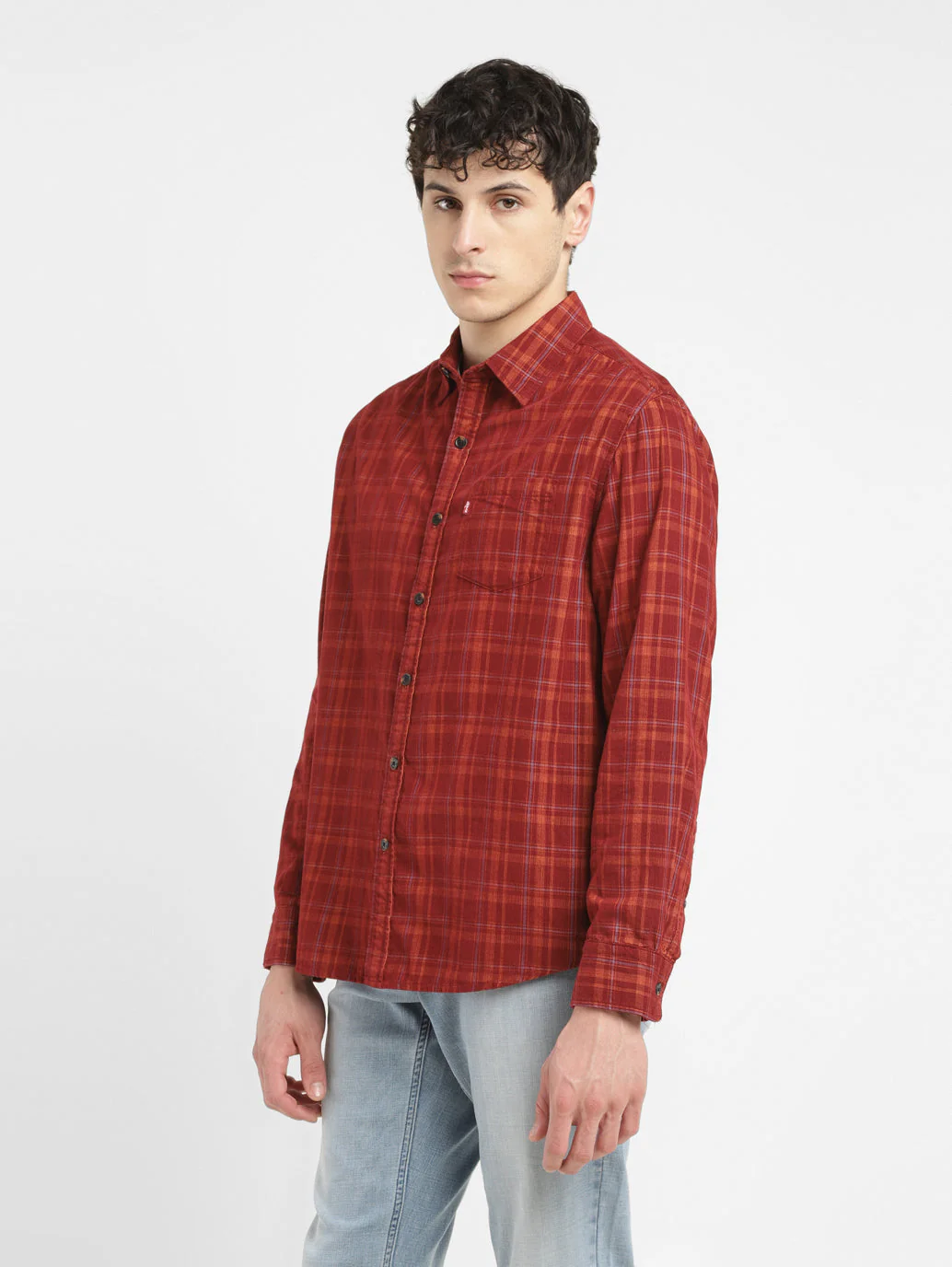Men's Checkered Slim Fit Corduroy Shirt - Image 5