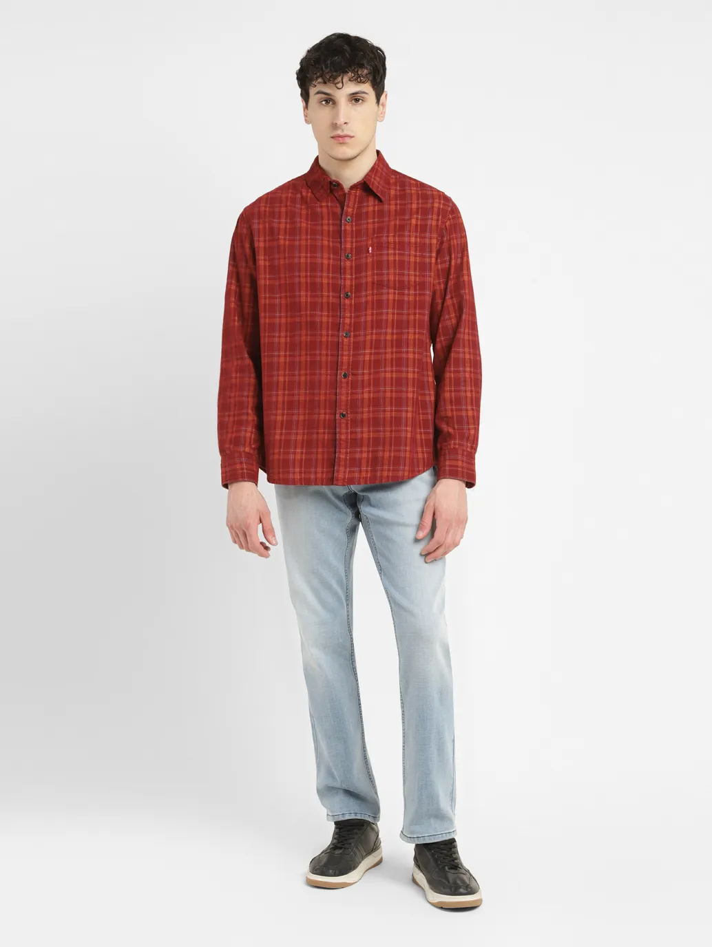 Men's Checkered Slim Fit Corduroy Shirt - Image 6