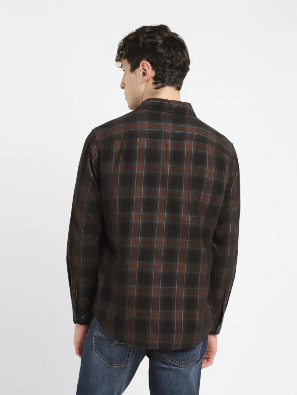 Men's Checkered Slim Fit Corduroy Shirt - Image 3
