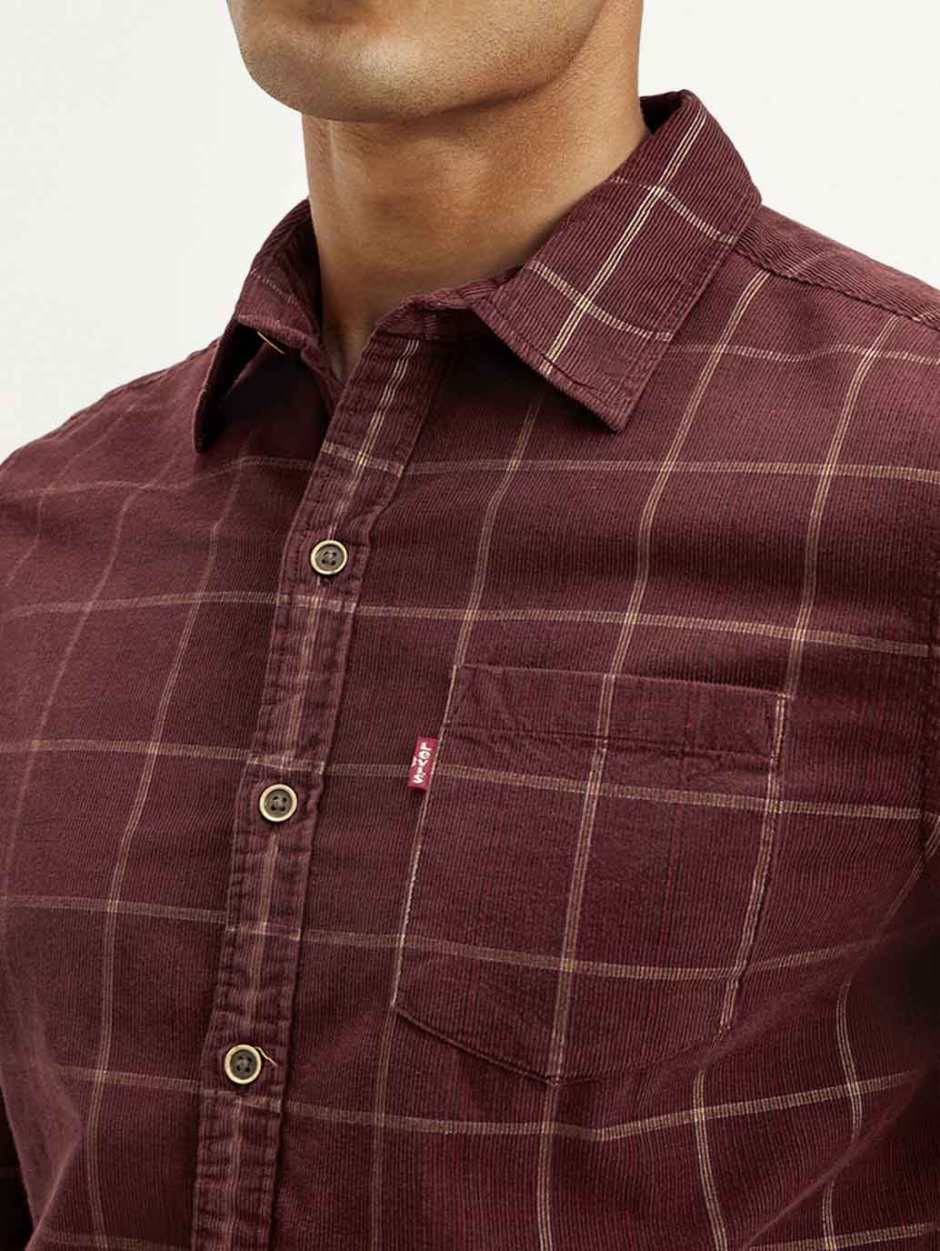 Men's Checkered Slim Fit Corduroy Shirt - Image 4