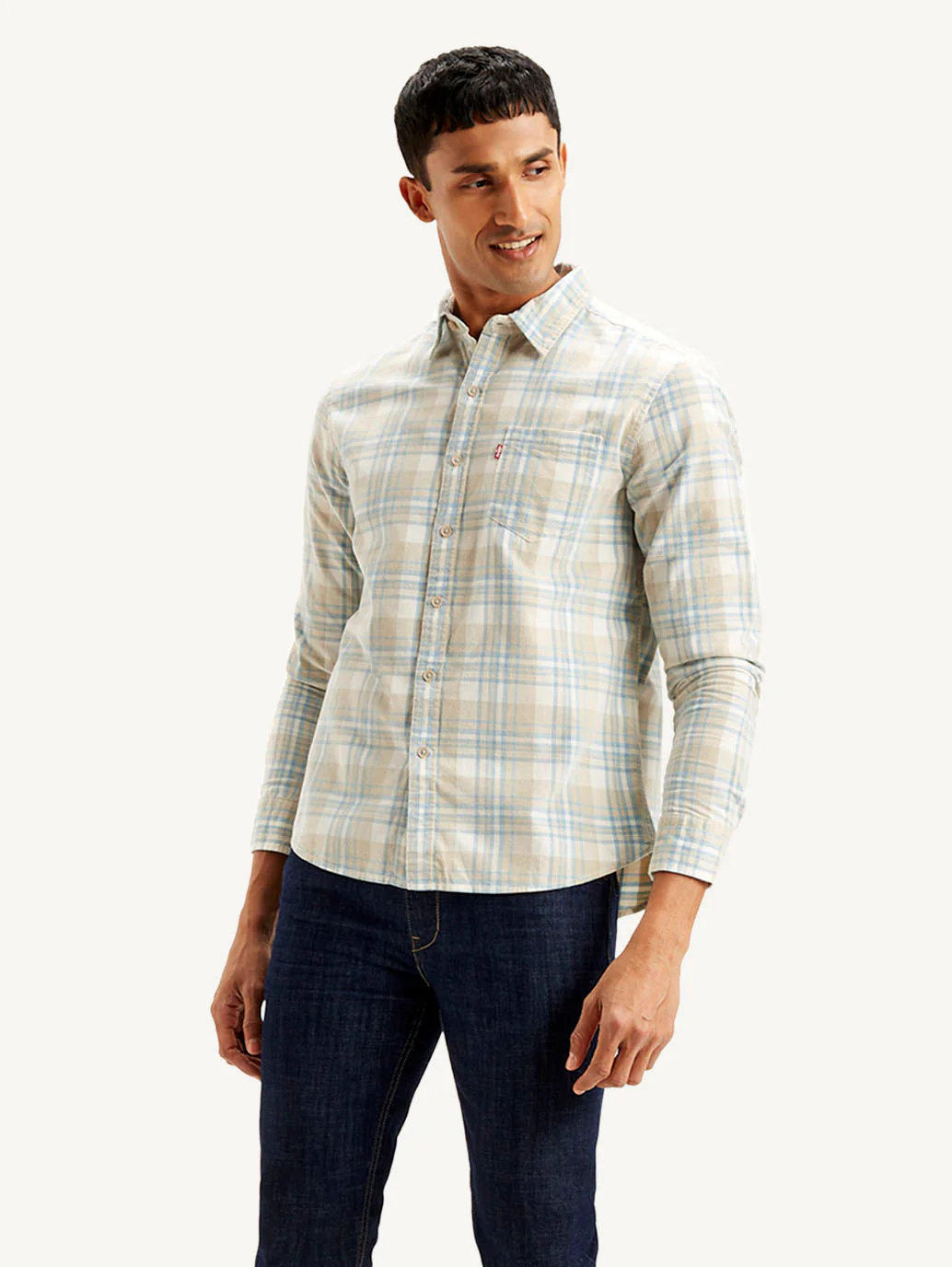 Men's Checkered Slim Fit Corduroy Shirt - Image 2