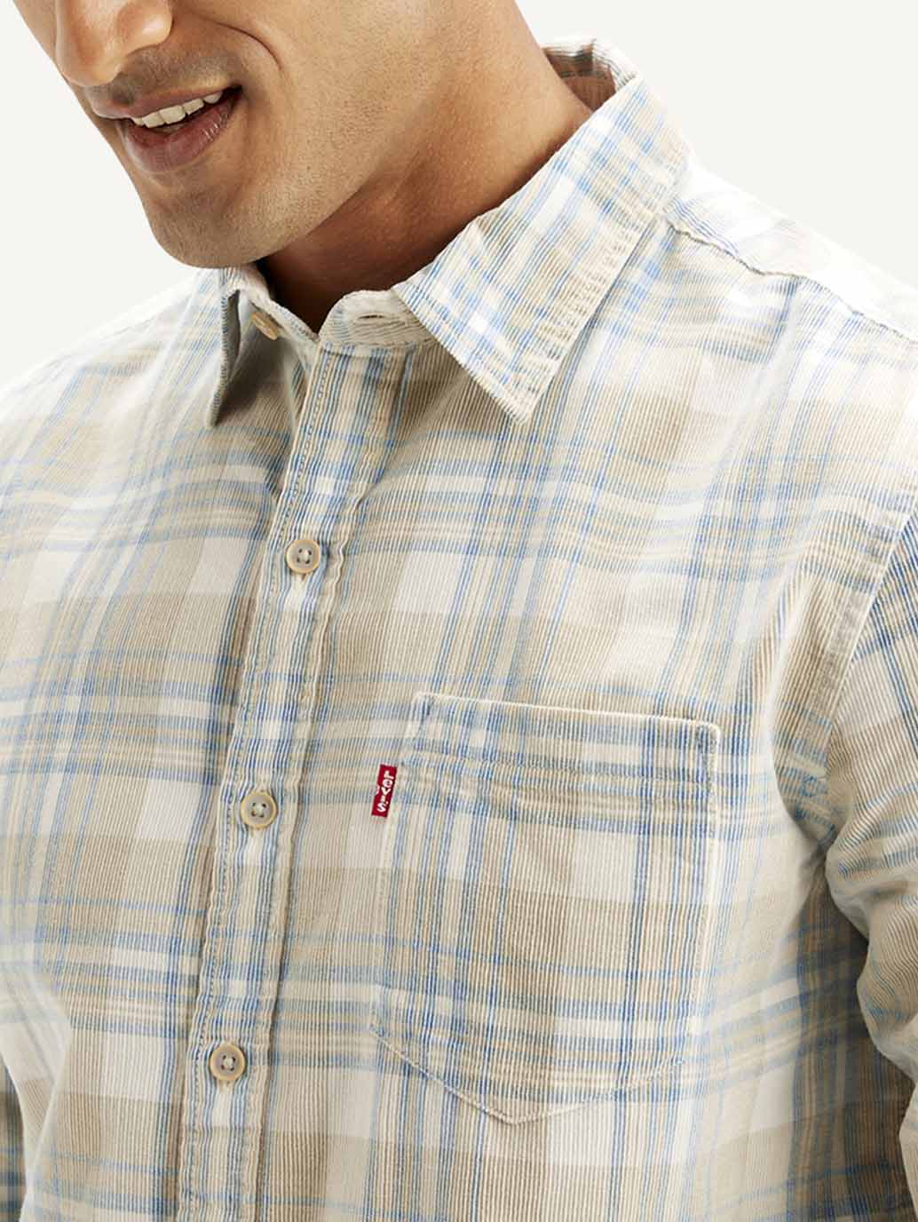 Men's Checkered Slim Fit Corduroy Shirt - Image 4