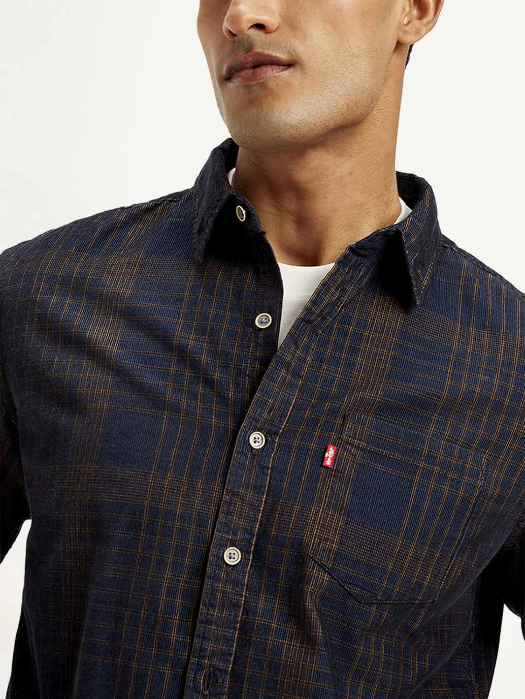 Men's Checkered Slim Fit Corduroy Shirt - Image 4