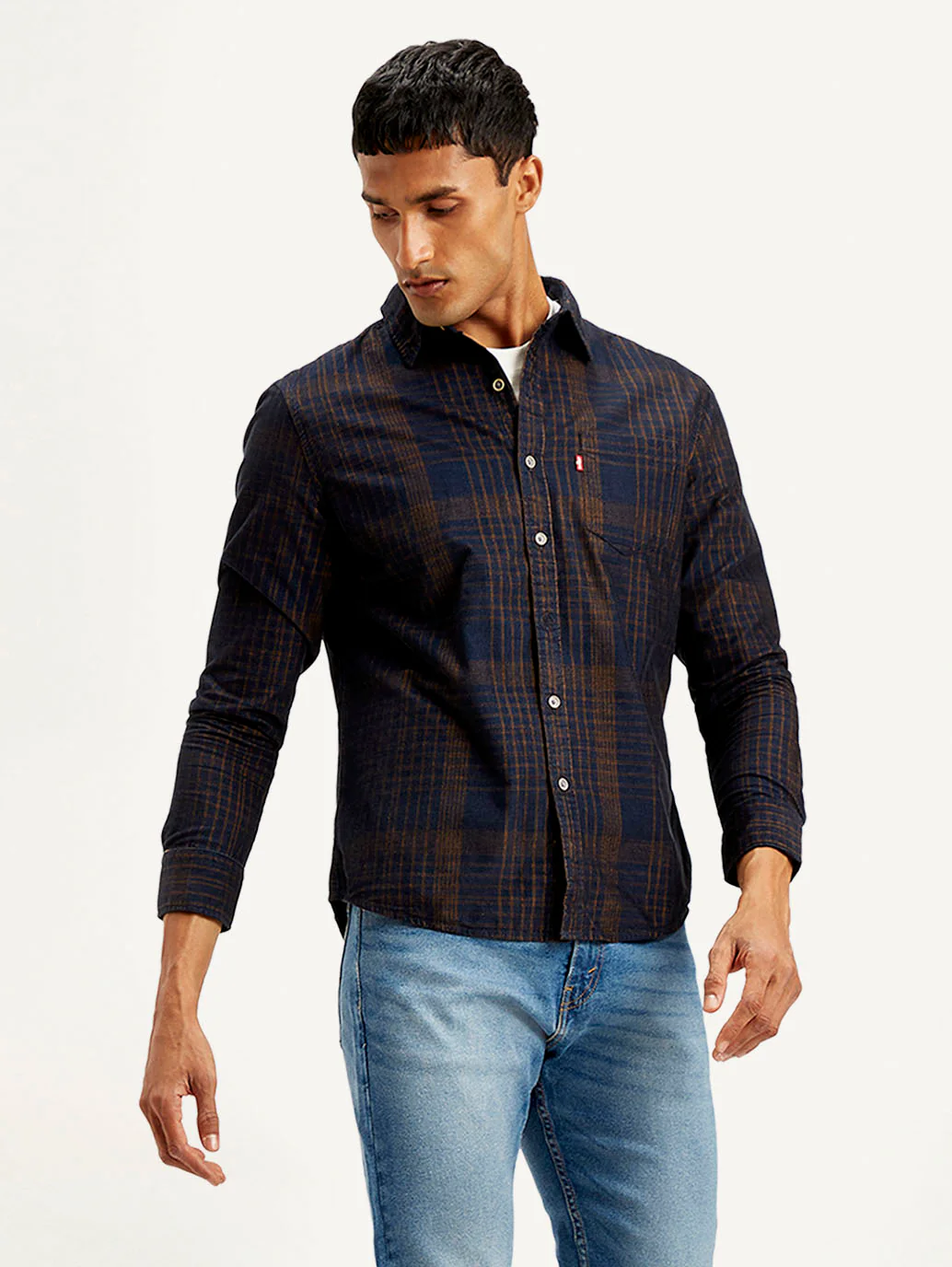 Men's Checkered Slim Fit Corduroy Shirt - Image 5