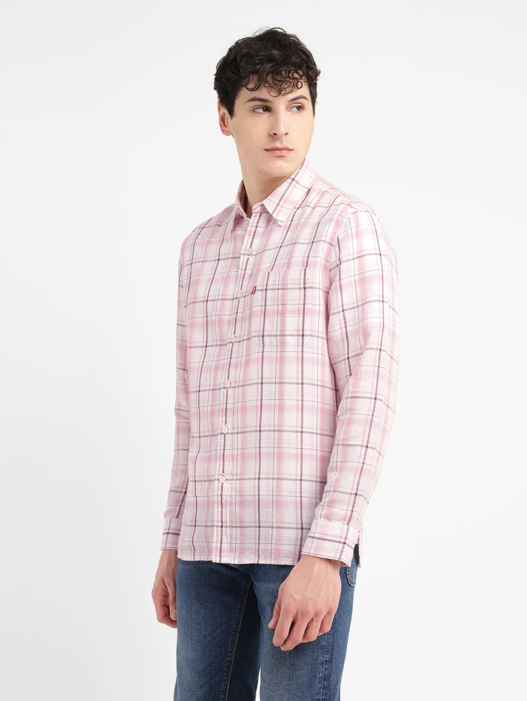 Men's Checkered Slim Fit  Linen Shirt - Image 3