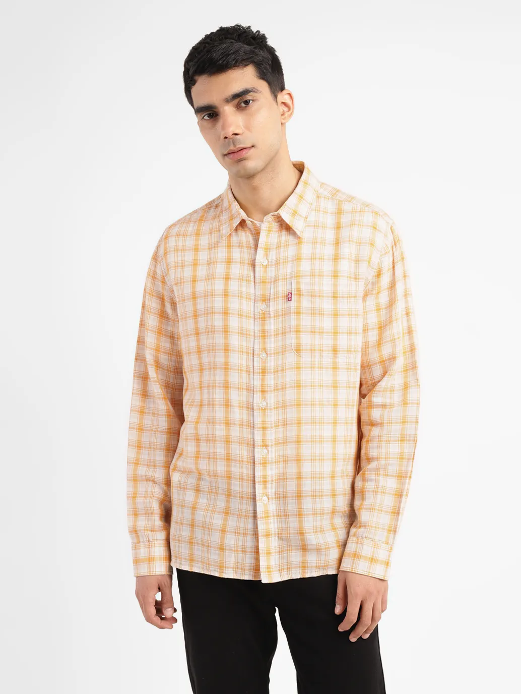 Men's Checkered Slim Fit Linen Shirt - Image 2