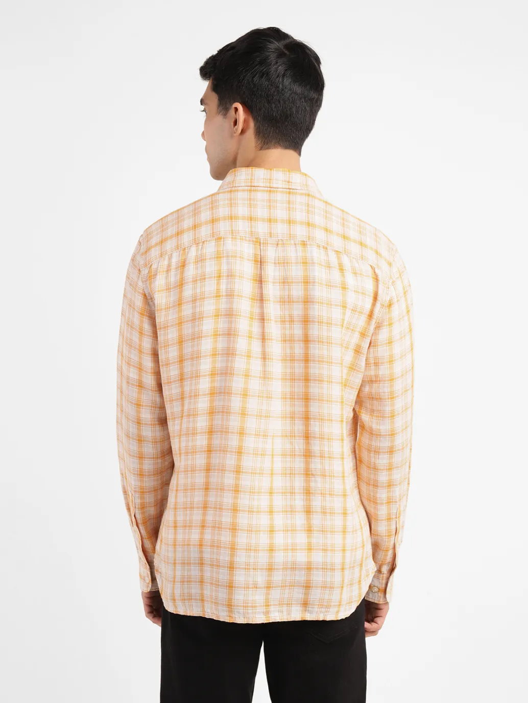 Men's Checkered Slim Fit Linen Shirt - Image 3