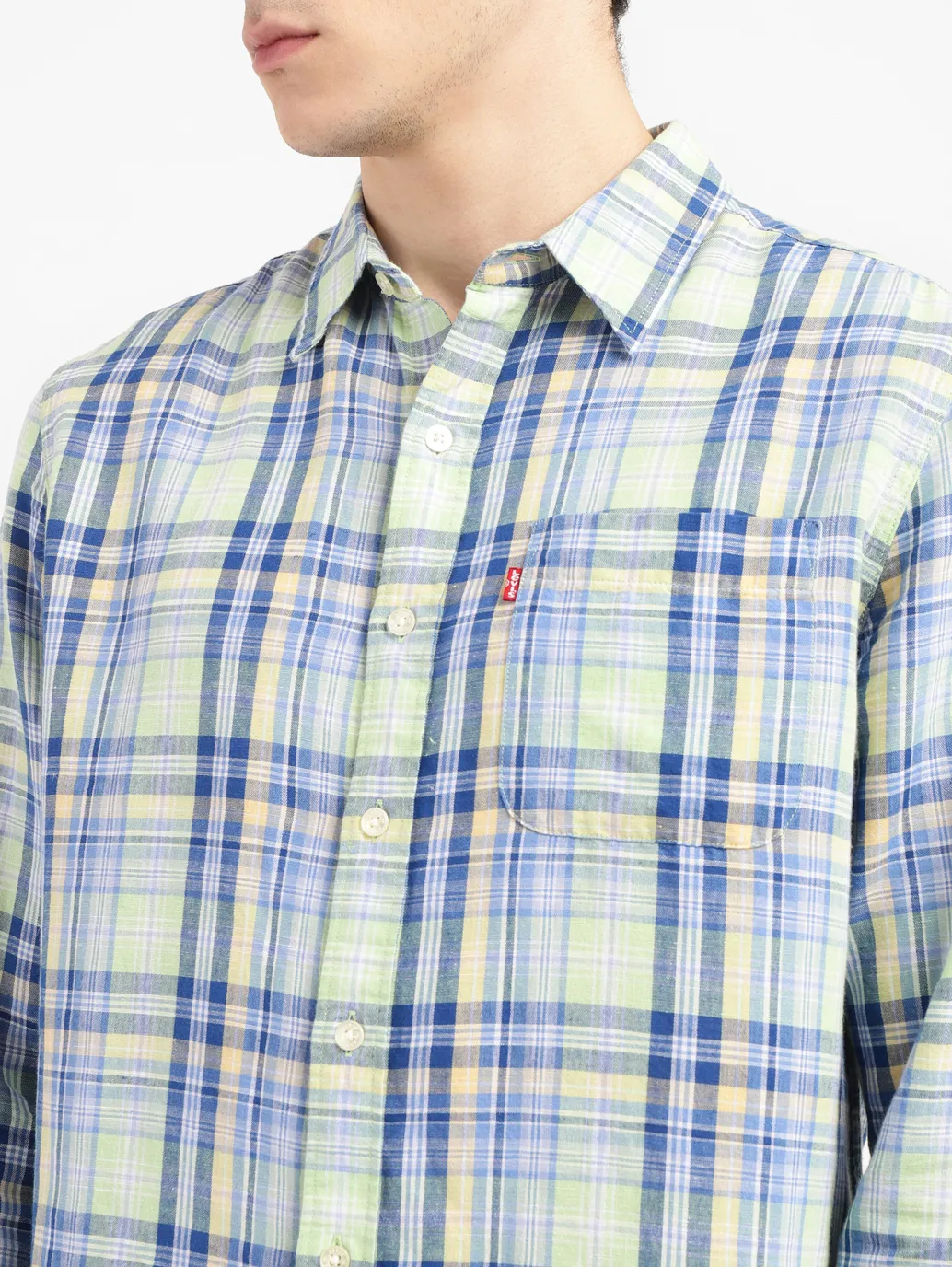 Men's Checkered Slim Fit Linen Shirt - Image 5