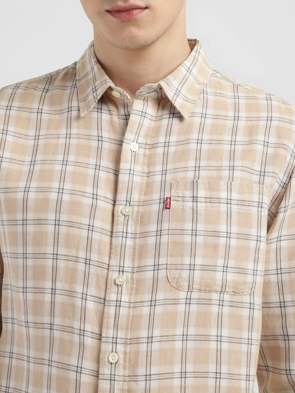 Men's Checkered Slim Fit Linen Shirt - Image 5