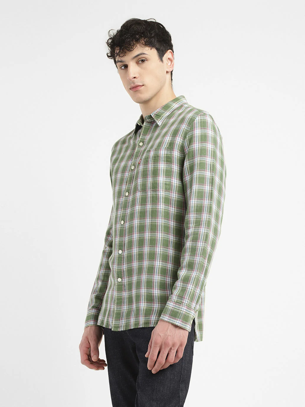 Men's Checkered Slim Fit Linen Shirt - Image 5