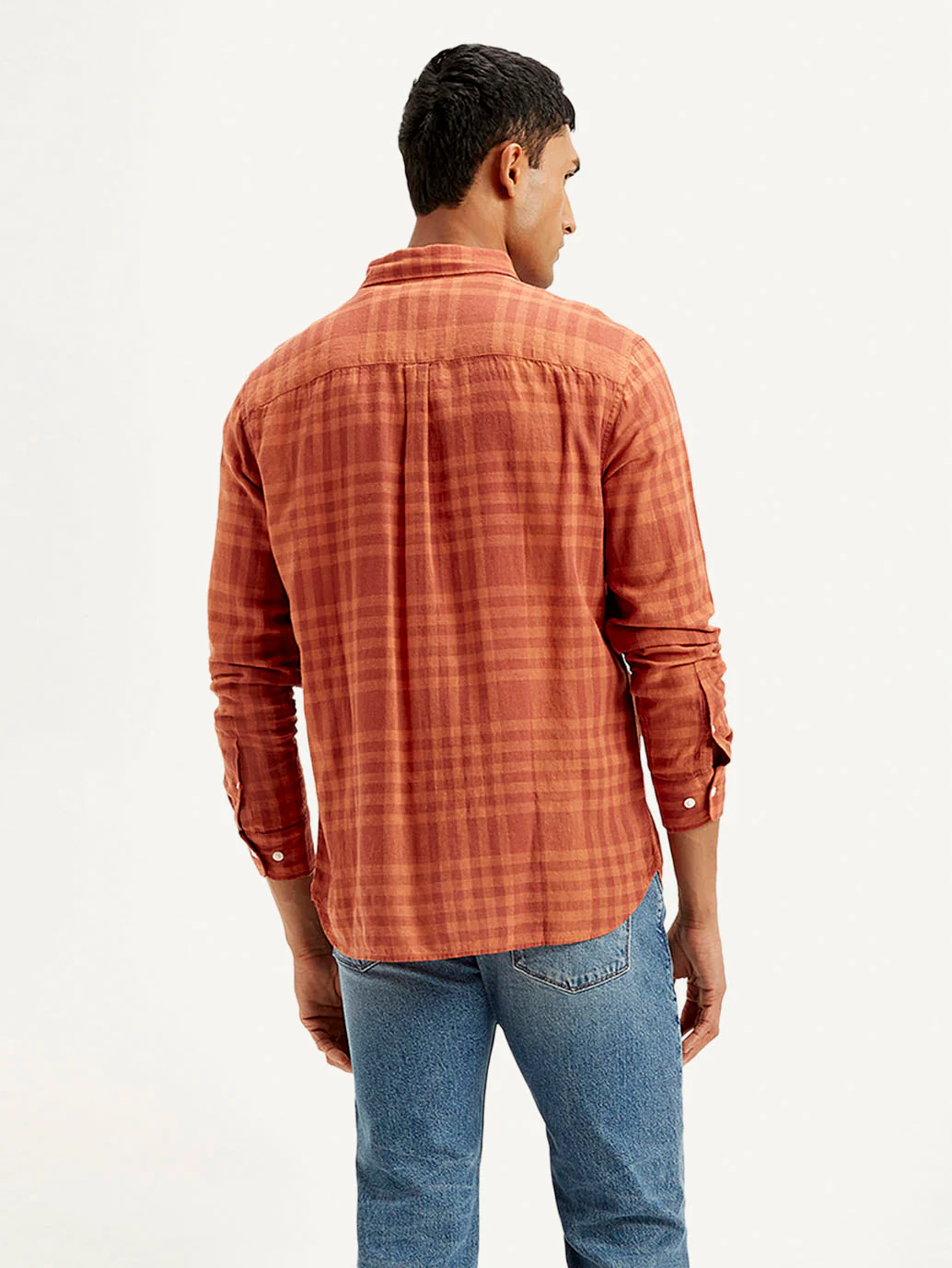 Men's Checkered Slim Fit Linen Shirt - Image 3