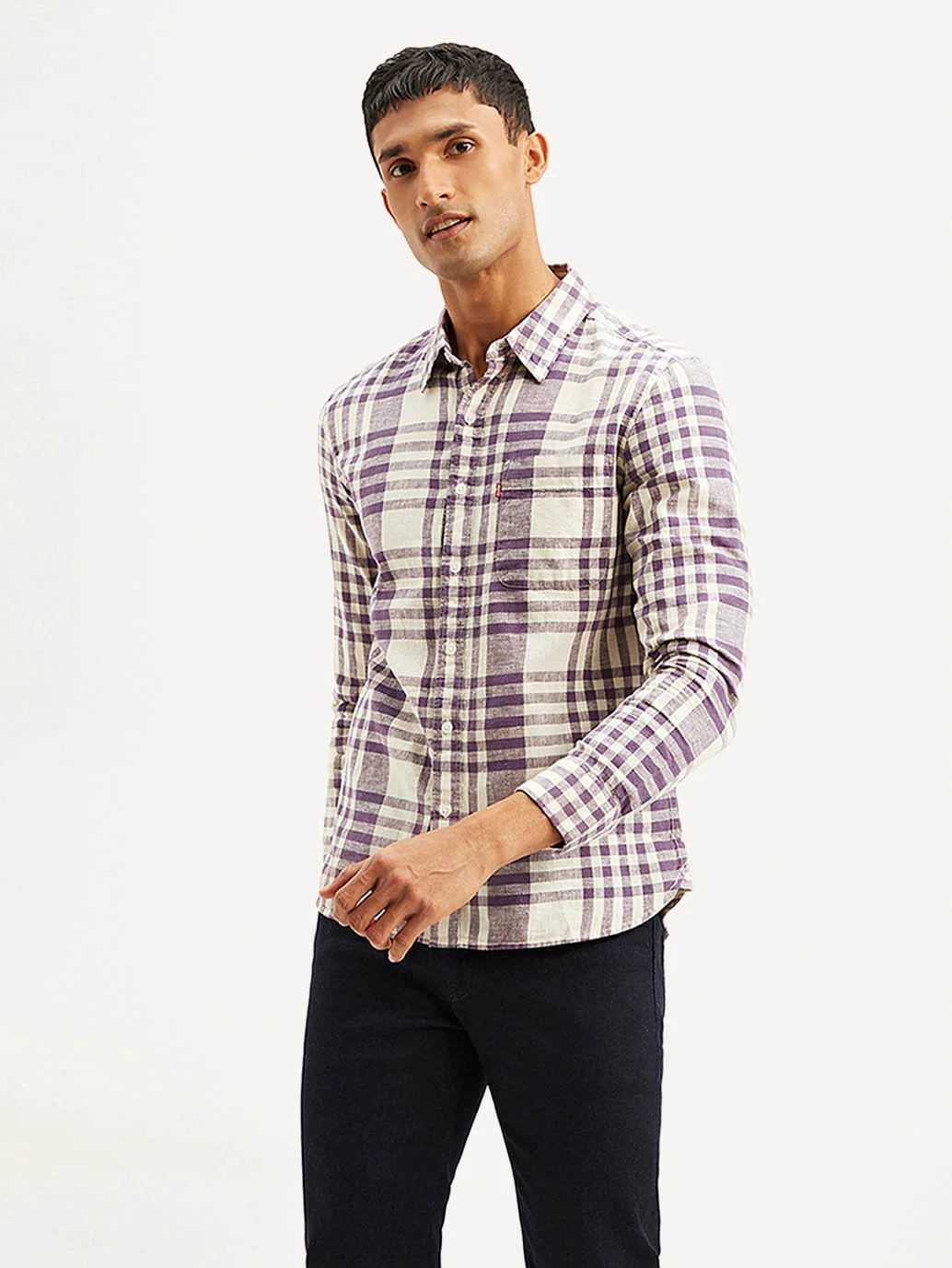 Men's Checkered Slim Fit Linen Shirt - Image 5