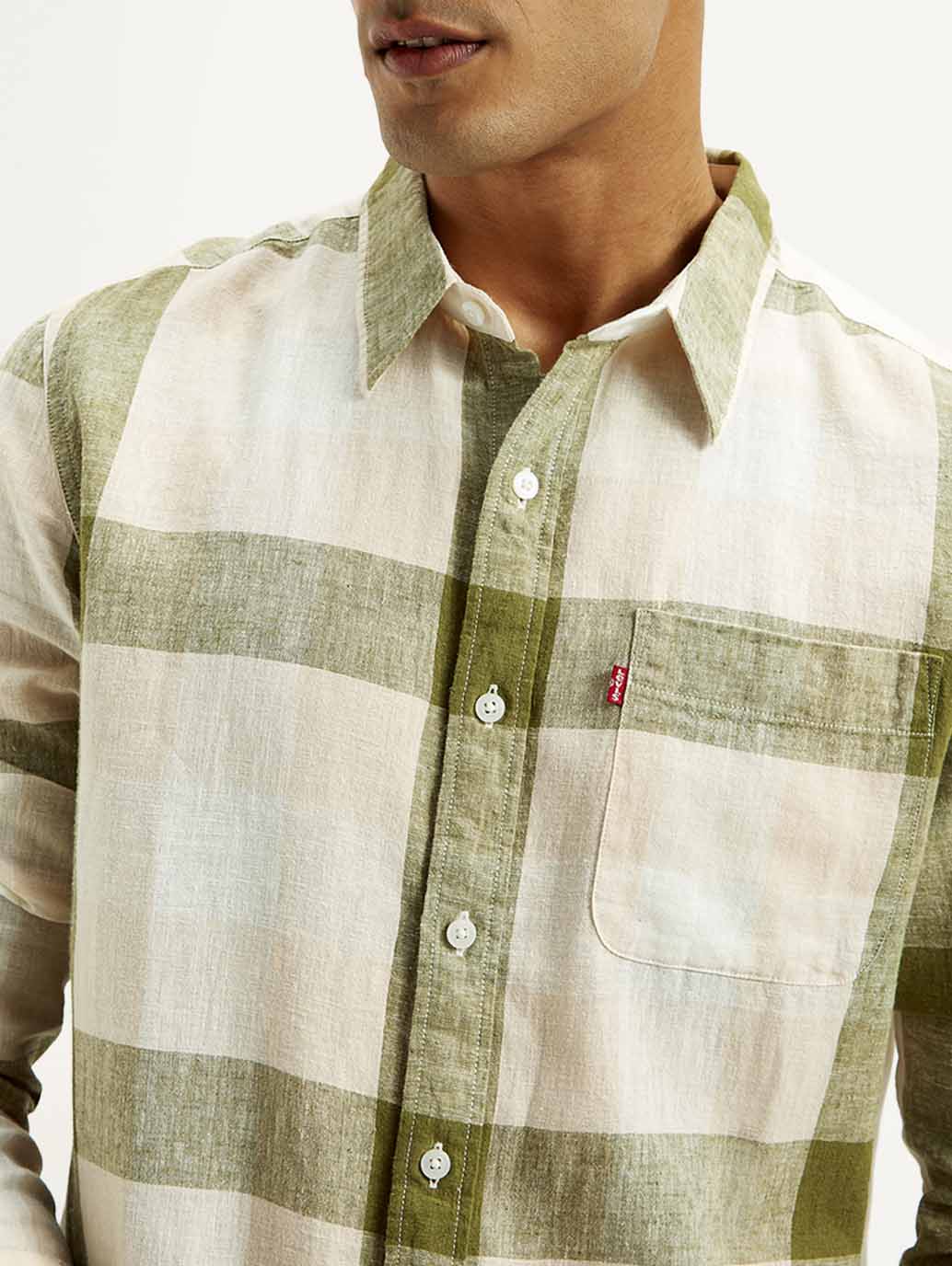 Men's Checkered Slim Fit Linen Shirt - Image 4