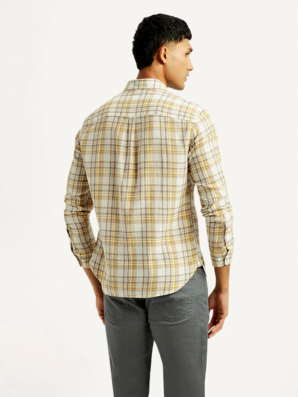 Men's Checkered Slim Fit Linen Shirt - Image 2