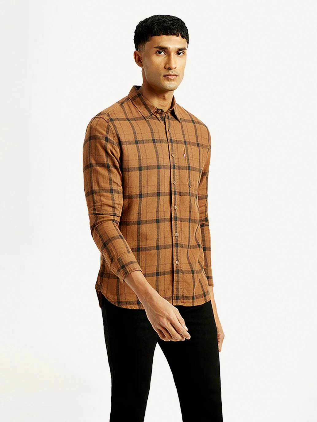 Men's Checkered Slim Fit Linen Shirt - Image 4