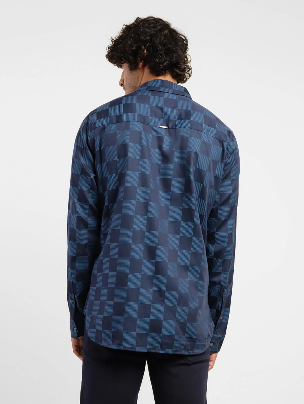 Men's Checkered Slim Fit Shirt Blue - Image 2