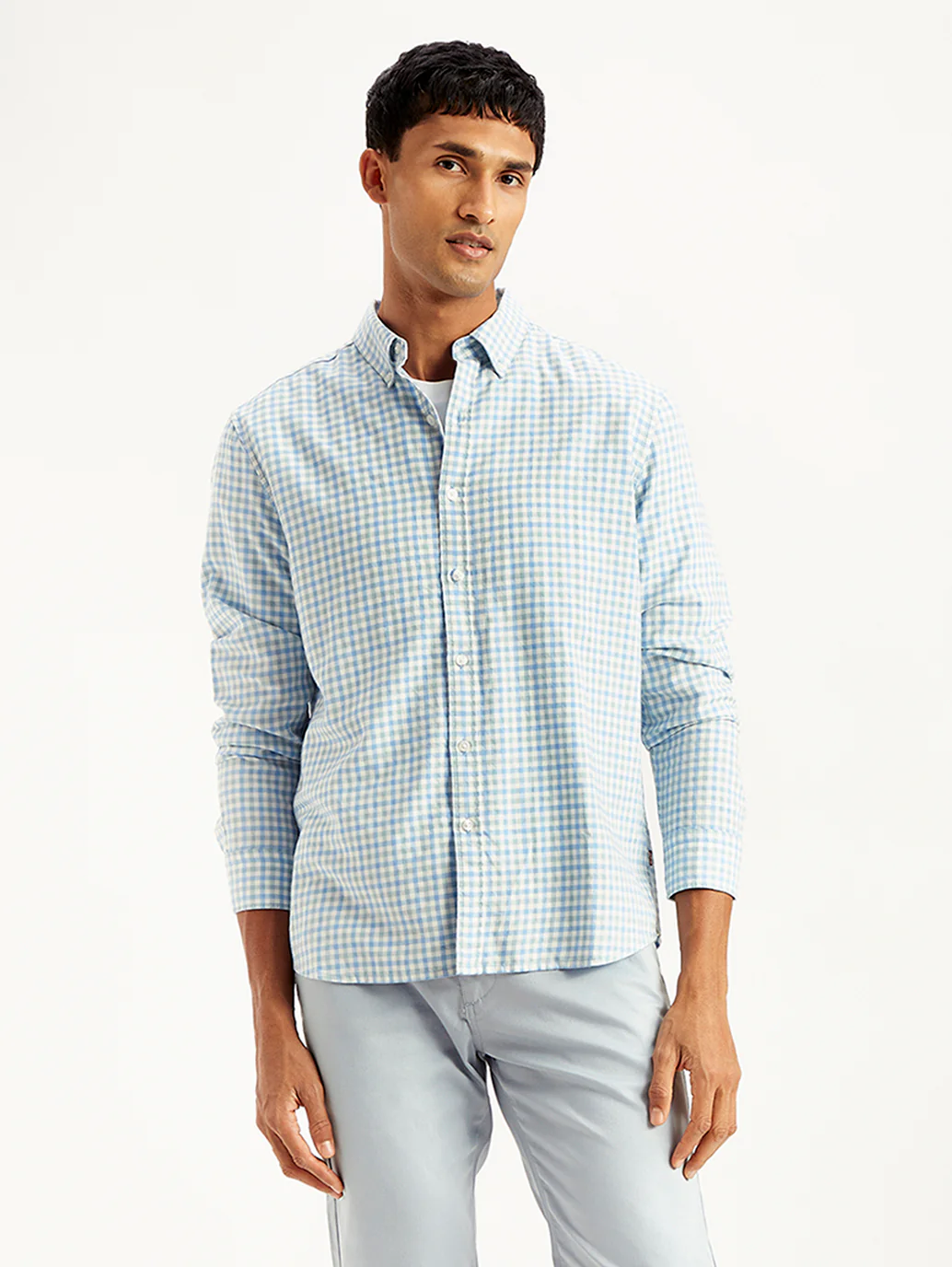 Men's Checkered Spread Collar Shirt - Image 2
