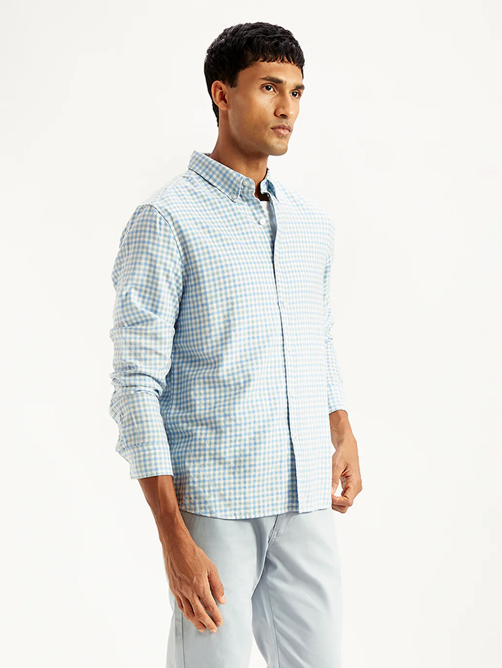 Men's Checkered Spread Collar Shirt - Image 4