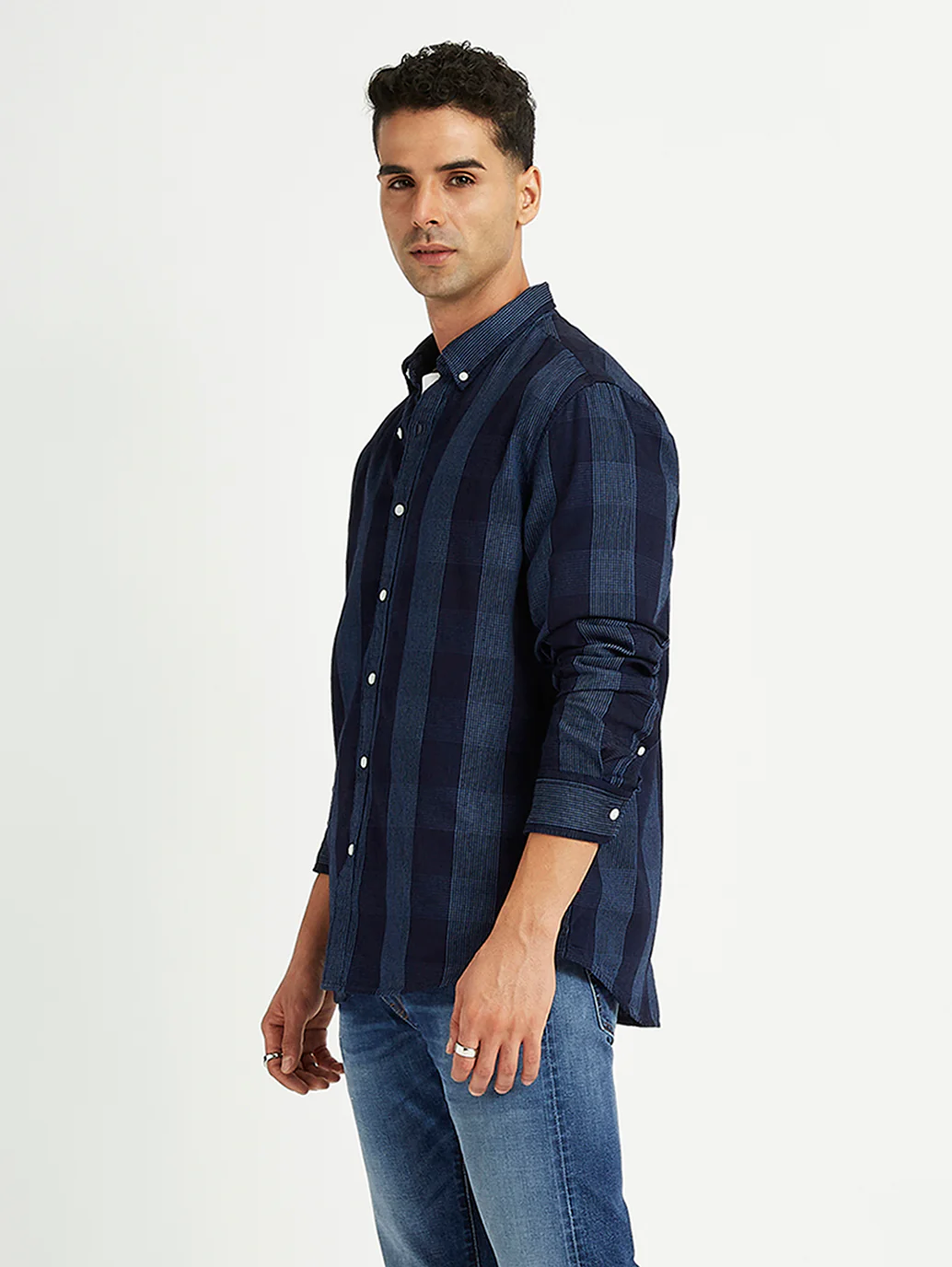 Men's Checkered Spread Collar Shirt - Image 5