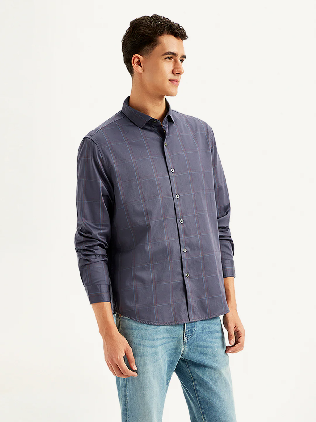 Men's Redloop Checkered Spread Collar Shirt - Image 3